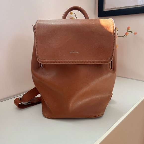 Matt & Nat Handbags - Matt & Nat Cognac Vegan Leather Backpack